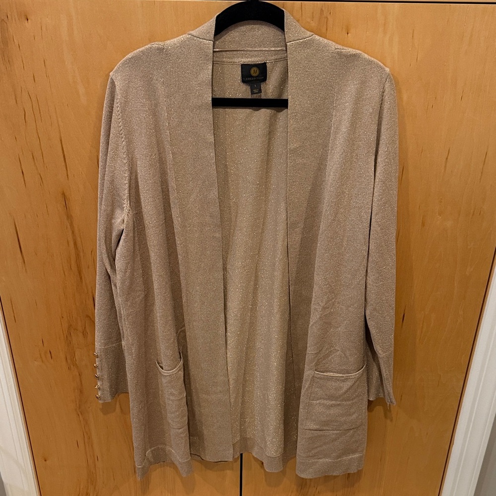 JM Collection Shimmering Beige Cardigan